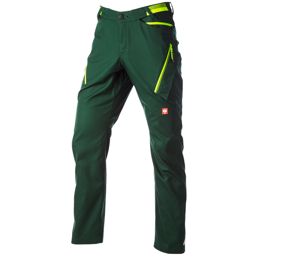 Werkbroeken: Multipocketbroek e.s.ambition + groen/signaalgeel