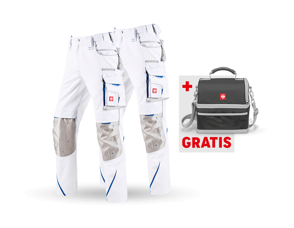 Kleding: SET: Werkbroek + winterwerkbroek e.s.motion 2020 + wit/gentiaanblauw
