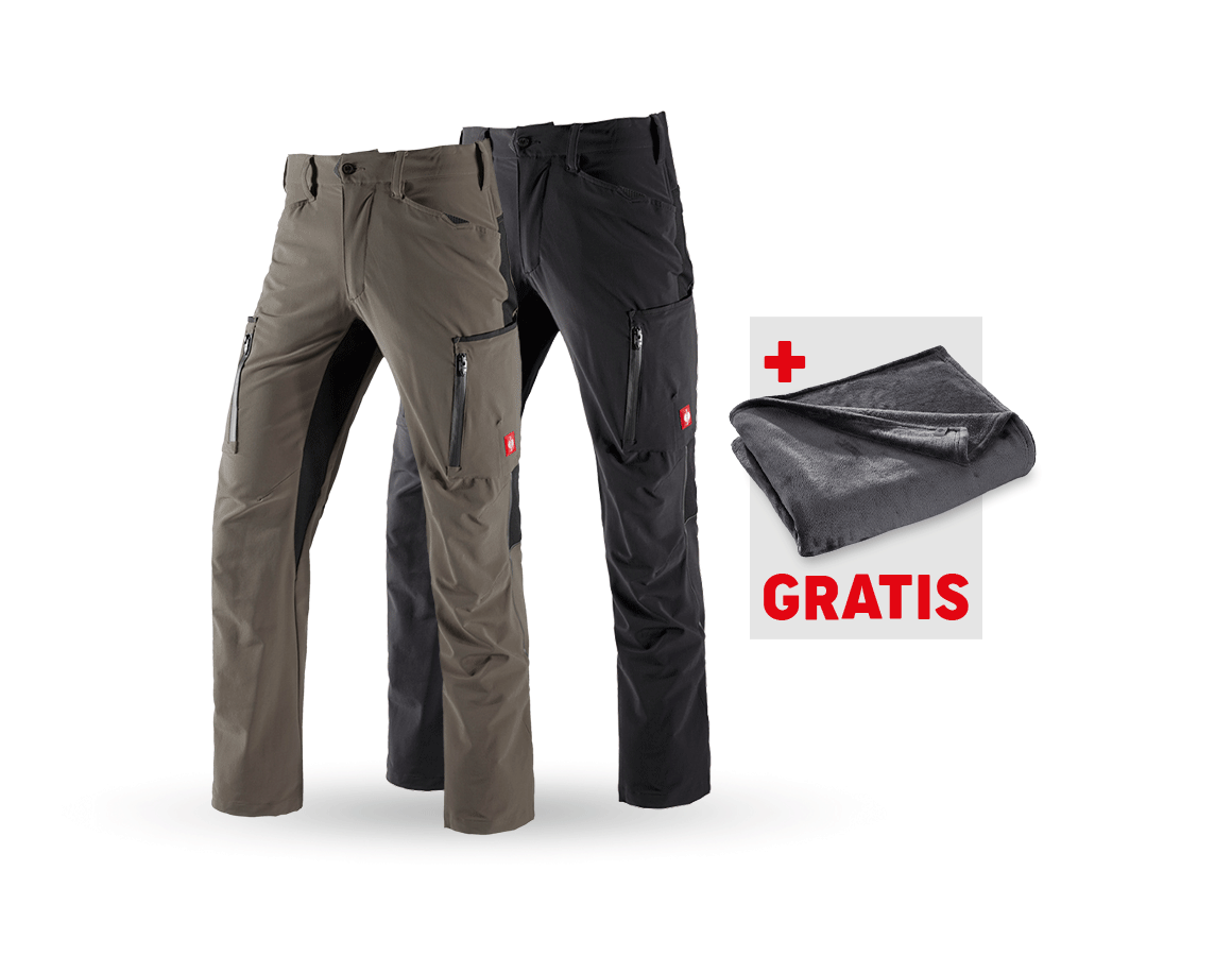 Kleding: SET: 2x Cargobroek e.s.vision stretch + steen/zwart