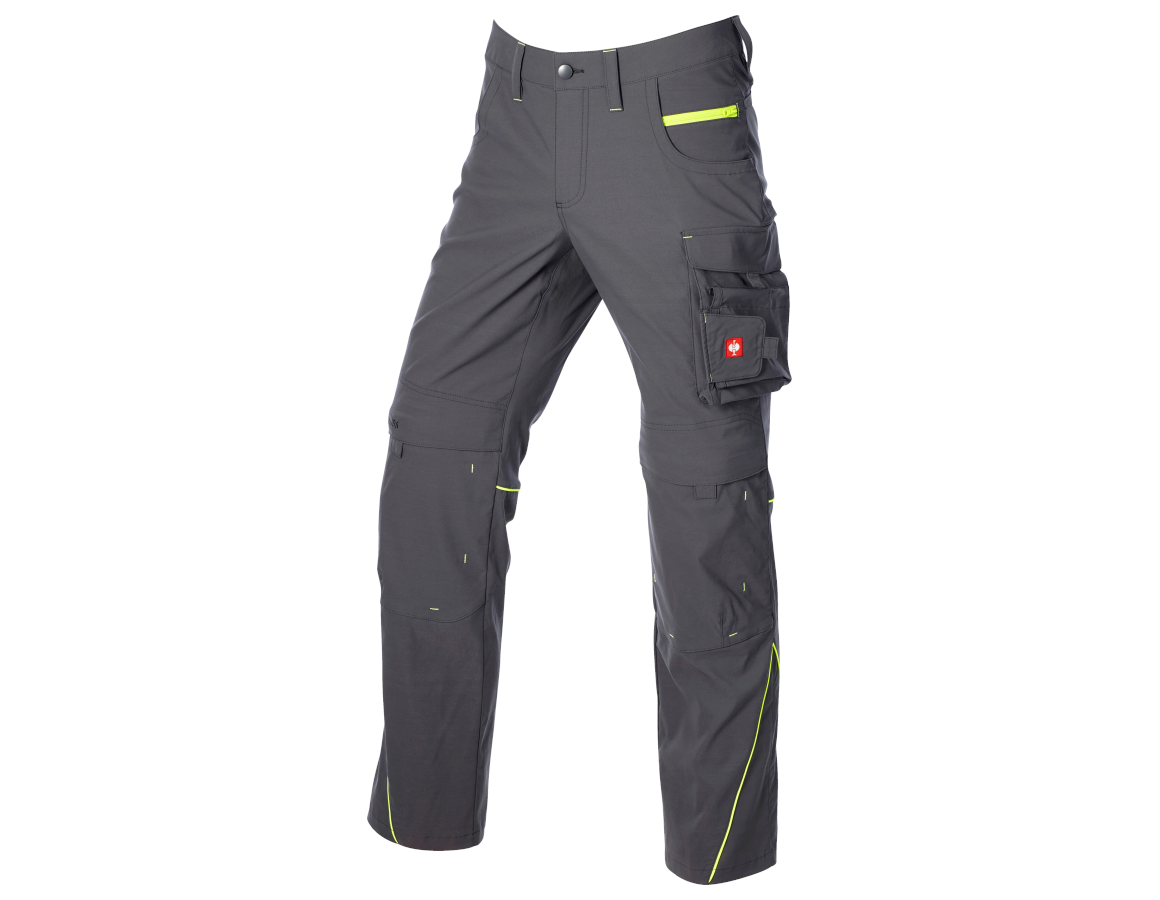 Werkbroeken: Stretch werkbroek e.s.line.core + carbongrijs/signaalgeel