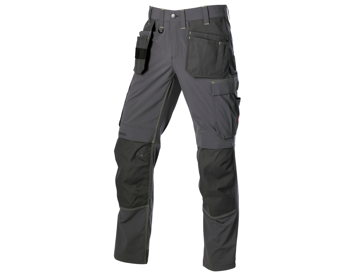 Werkbroeken: Stretch holster werkbroek e.s.line.core + carbongrijs/signaalgeel