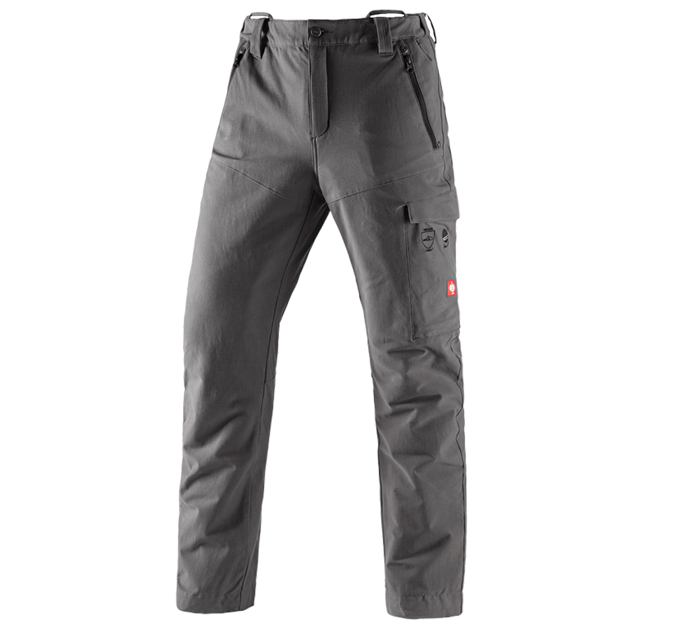 Werkbroeken: Bosbouwwerkbroek e.s.cotton touch met snijbescherm + carbongrijs