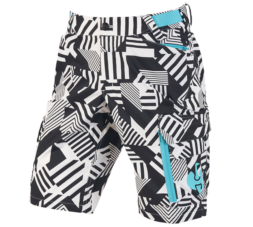 Werkbroeken: Short e.s.trail + zwart/wit/lapis turkoois