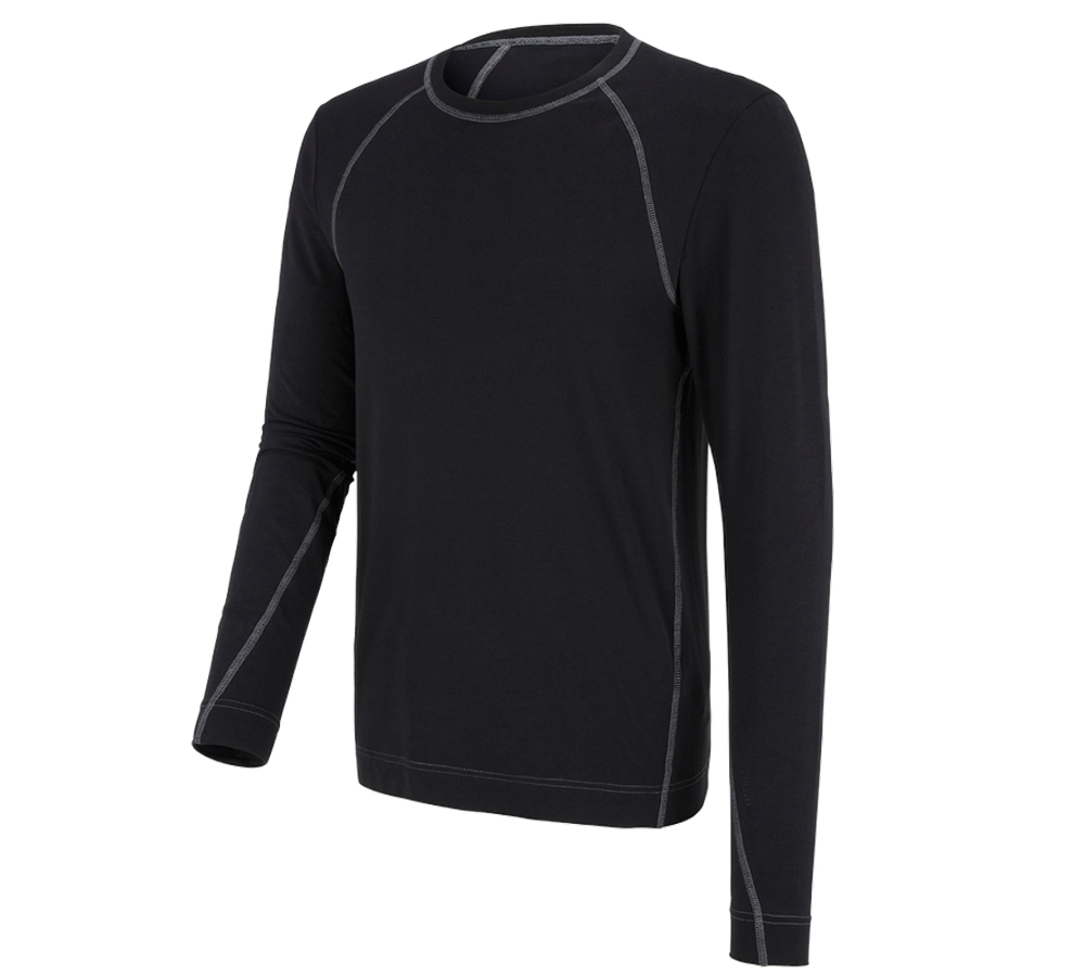 Ondergoed | Thermokleding: e.s. Cotton stretch longsleeve + zwart