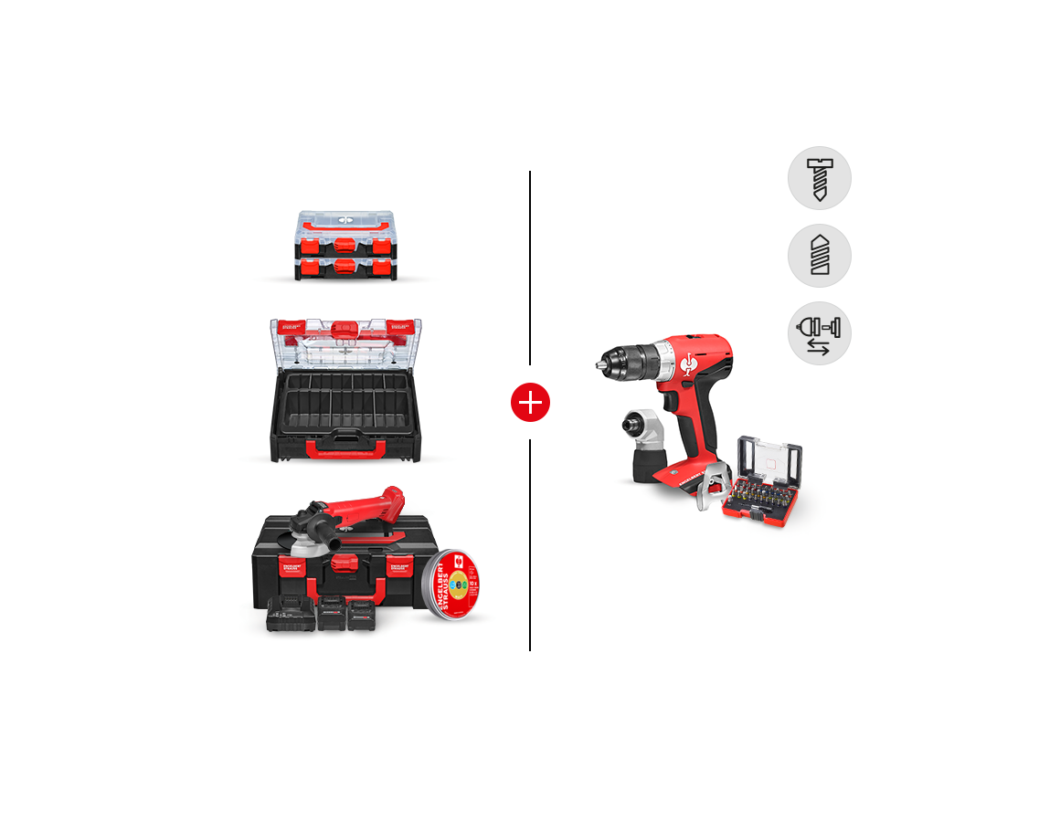 Gereedschap: 18V accu-haakse slijper + boorschr.dr. M SET I
