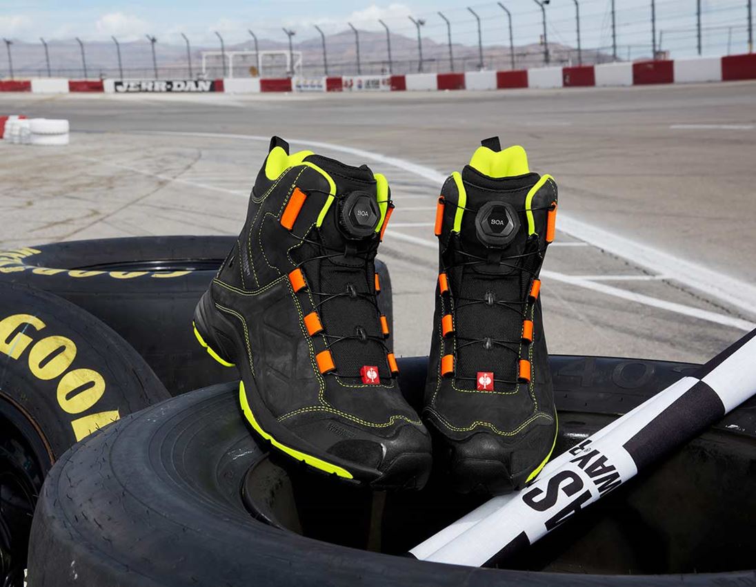 O2: e.s. O2 Werkschoenen Tethys mid + zwart/signaaloranje/signaalgeel