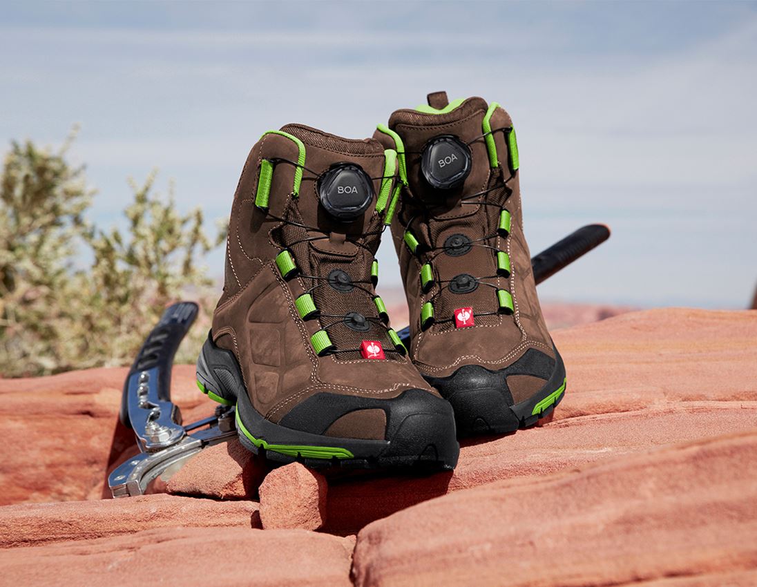 O2: e.s. O2 Werkschoenen Tethys mid + kastanje/zeegroen