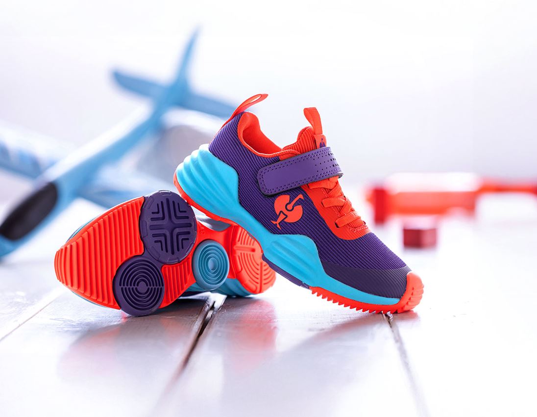 Kinderschoenen: Allroundschoenen e.s. Porto low, kinderen + druif/lichtcyaan/signaalrood