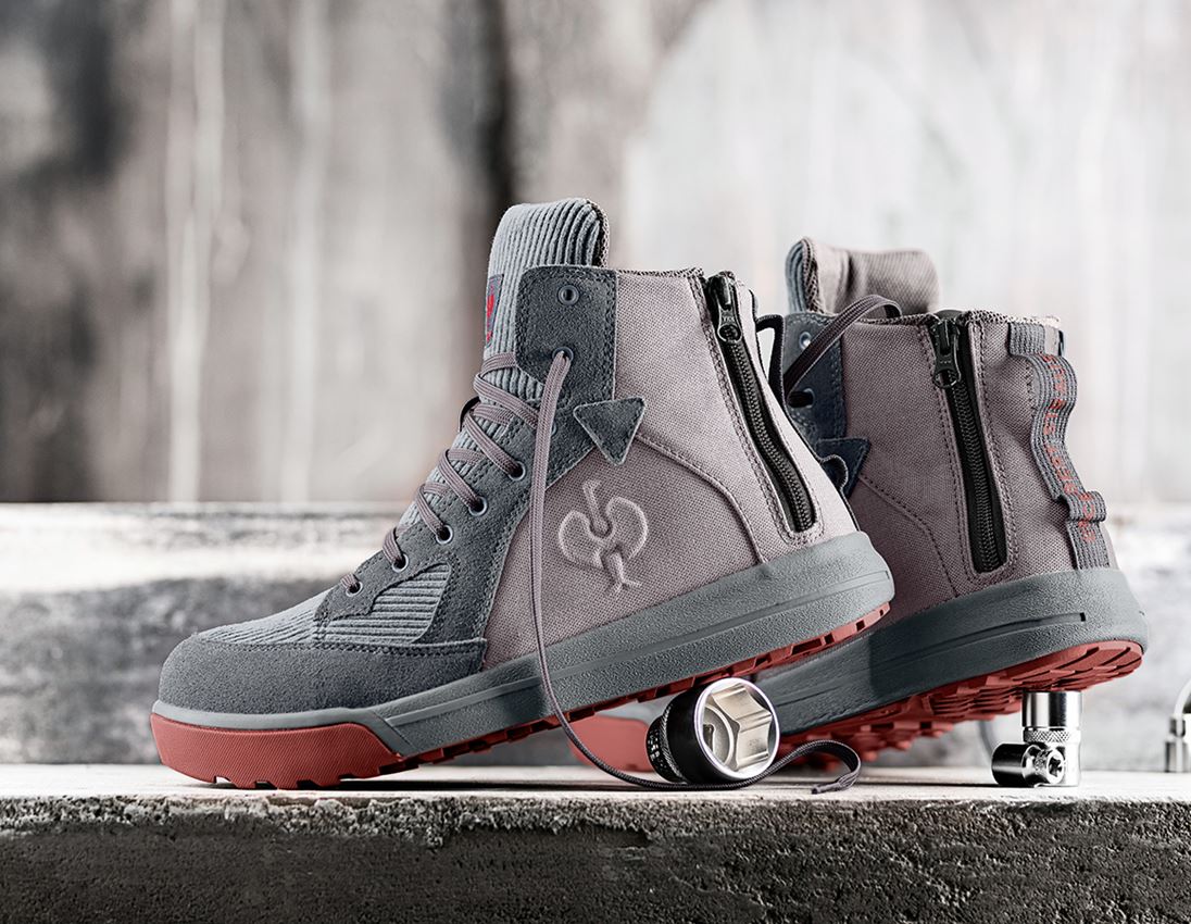 S1: S1 Veiligheidsschoenen e.s. Janus II mid + bruggrijs/fluweelrood