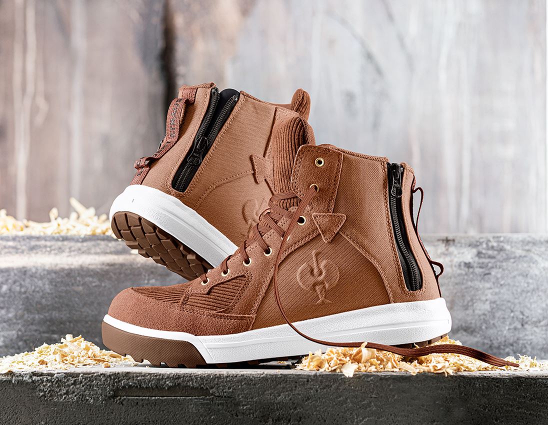 S1: S1 Veiligheidsschoenen e.s. Janus II mid + cederbruin/zuiverwit