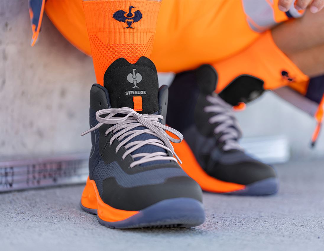 S1P: S1PS Veiligheidsschoenen e.s. Marseille mid + donkerblauw/signaaloranje 1