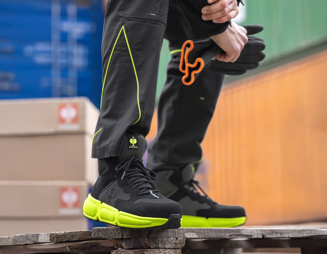 S1: S1 Veiligheidsschoenen Strauss.1004 mid + carbongrijs/signaalgeel 1