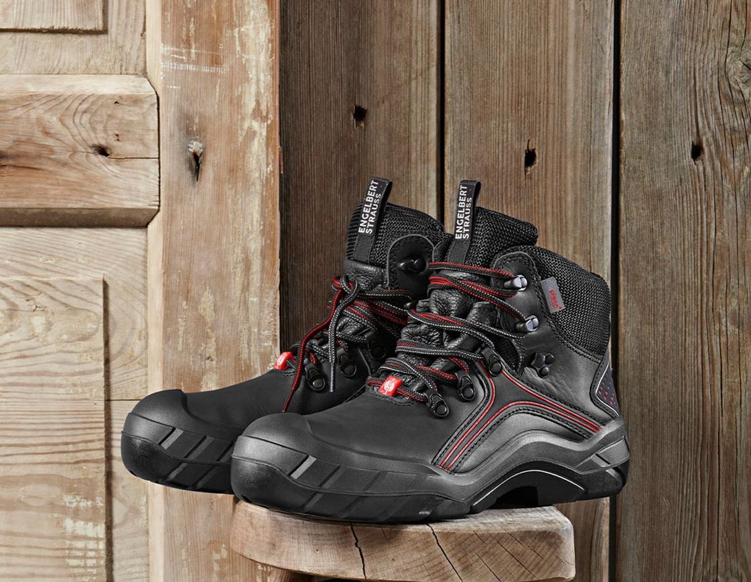 S3: e.s. S3 Veiligheidsschoenen Avior + zwart/rood