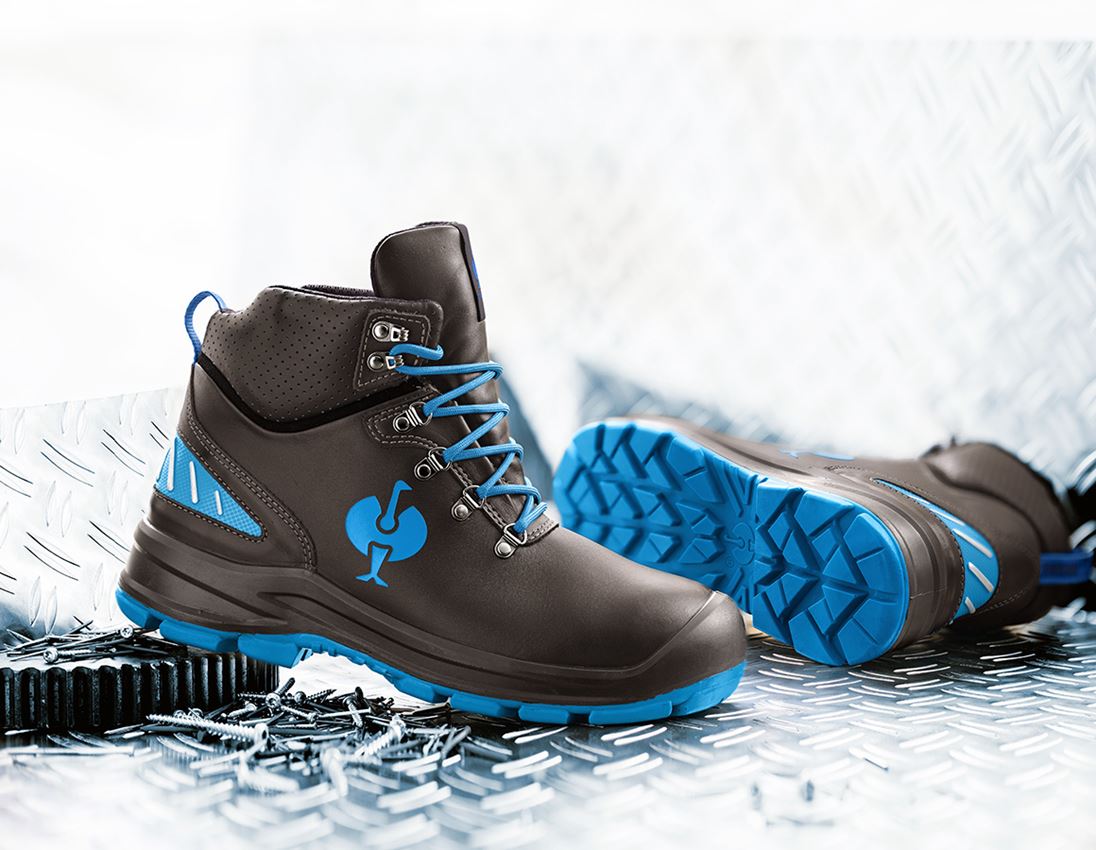 S3: S3 Halfhoge veiligheidsschoe. e.s. Umbriel II mid + zwart/gentiaanblauw