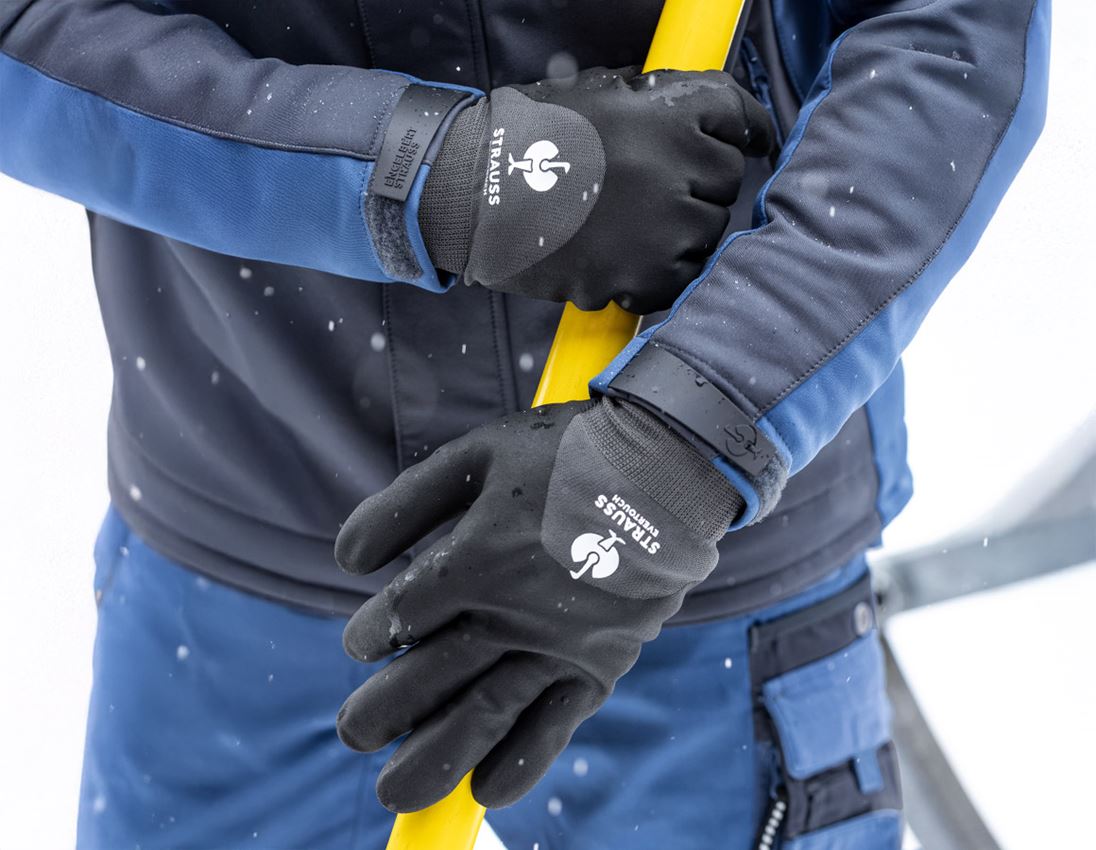 Gecoate: e.s. Nitril handschoenen evertouch winter + zwart/grijs 1