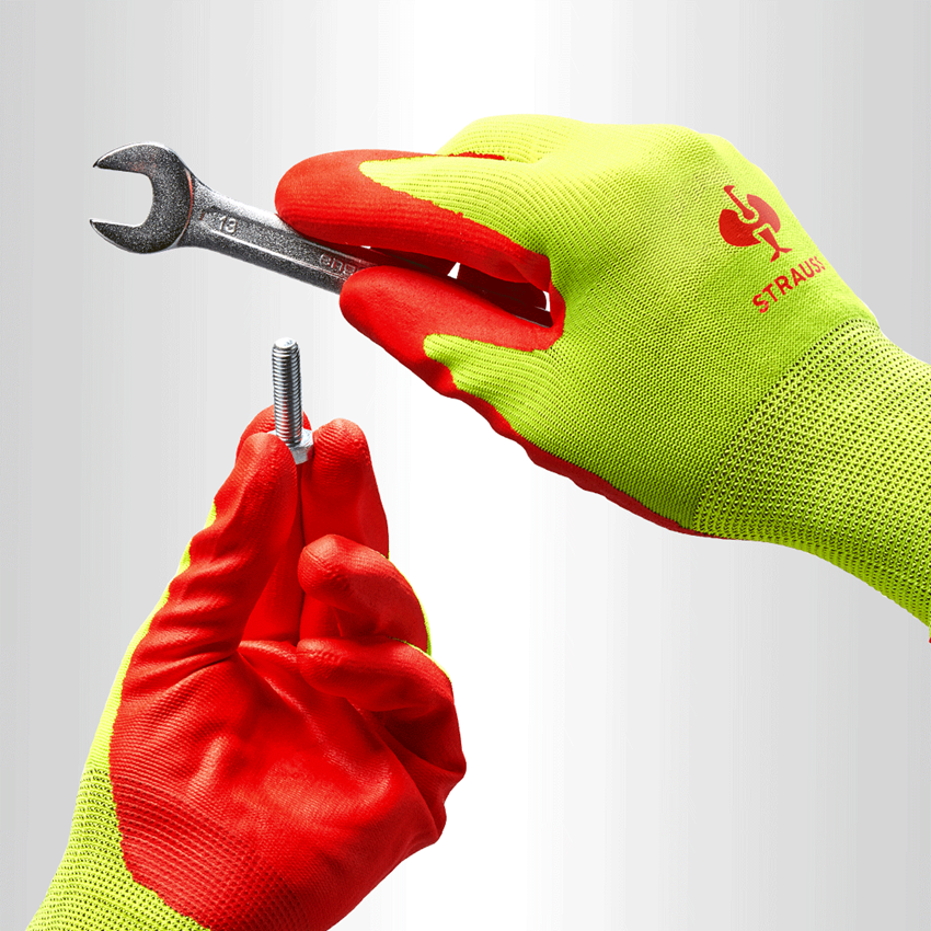 Gecoate: Nitrilschuim handschoenen Flexible Foam + signaalgeel/rood 2