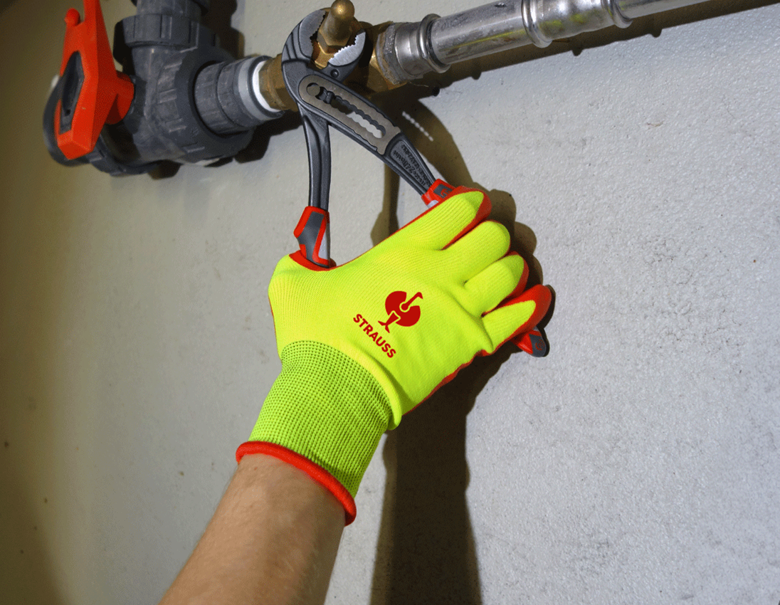 Gecoate: Nitrilschuim handschoenen Flexible Foam + signaalgeel/rood 2