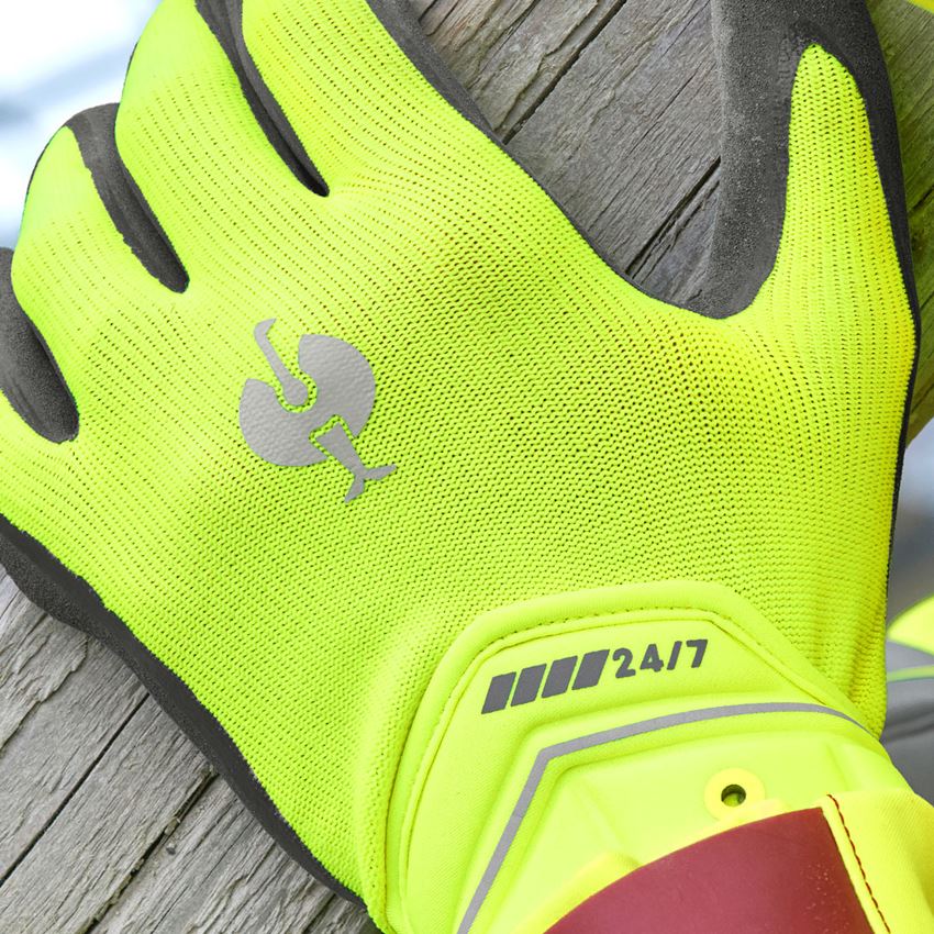 Gecoate: Hybride handschoenen e.s.motion 24/7 + signaalgeel/antraciet 2