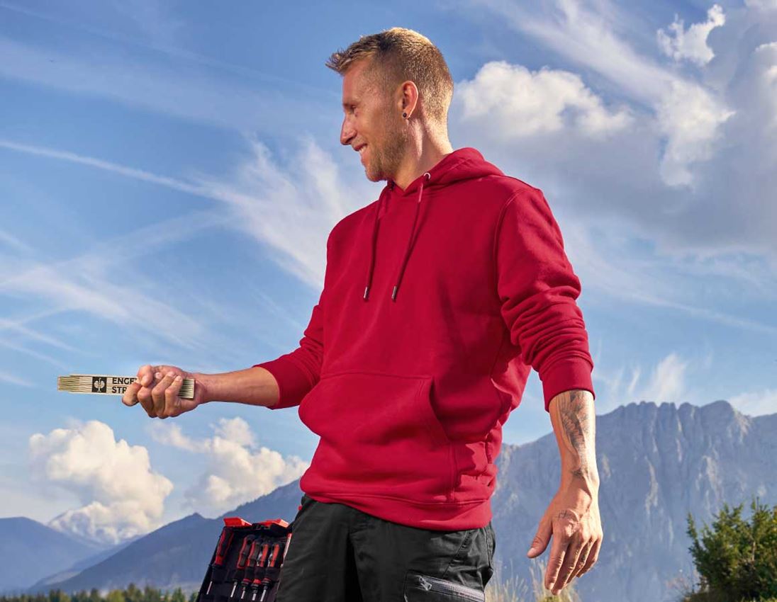 Bovenkleding: e.s. Hoody-Sweatshirt poly cotton + vuurrood