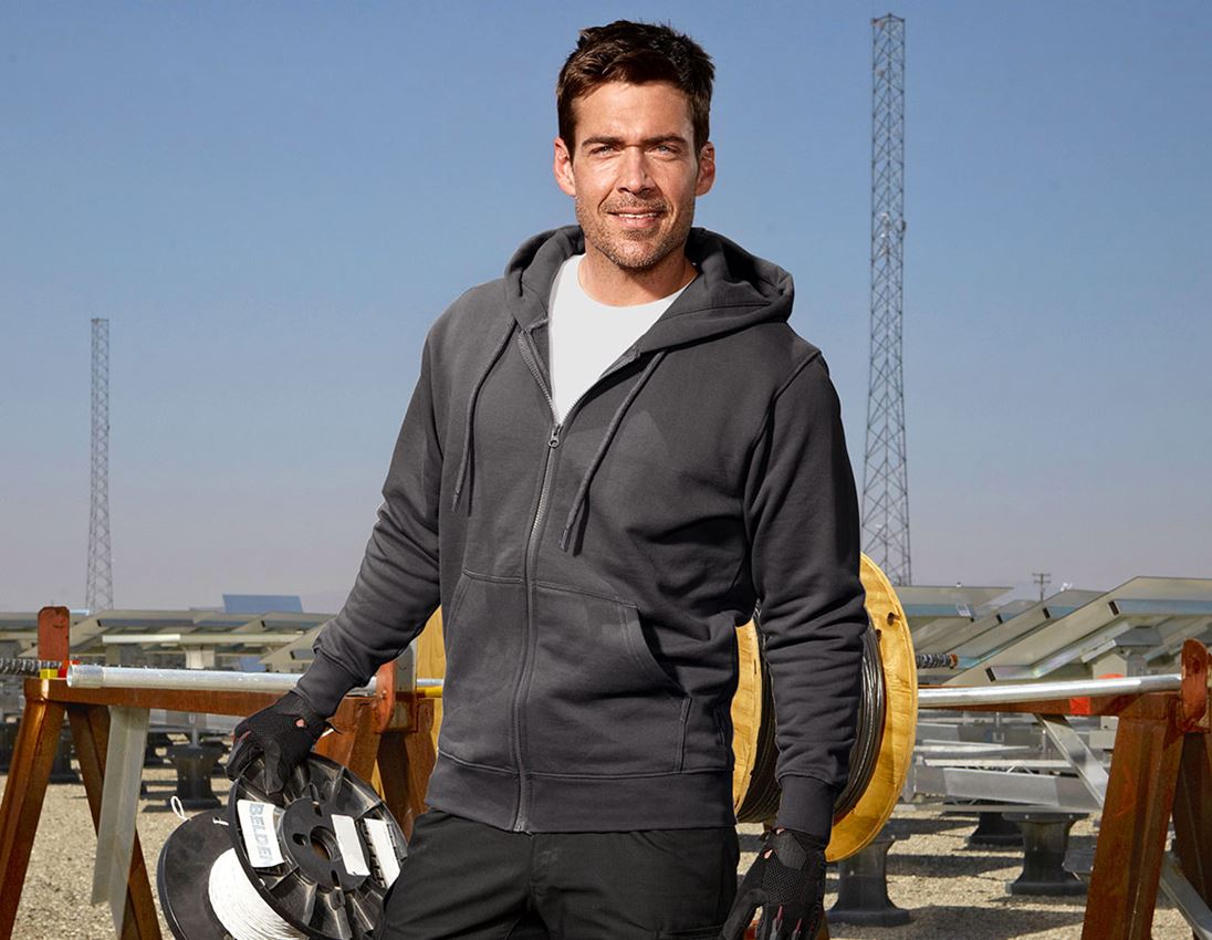 Bovenkleding: e.s. Hoody-Sweatjack poly cotton + antraciet