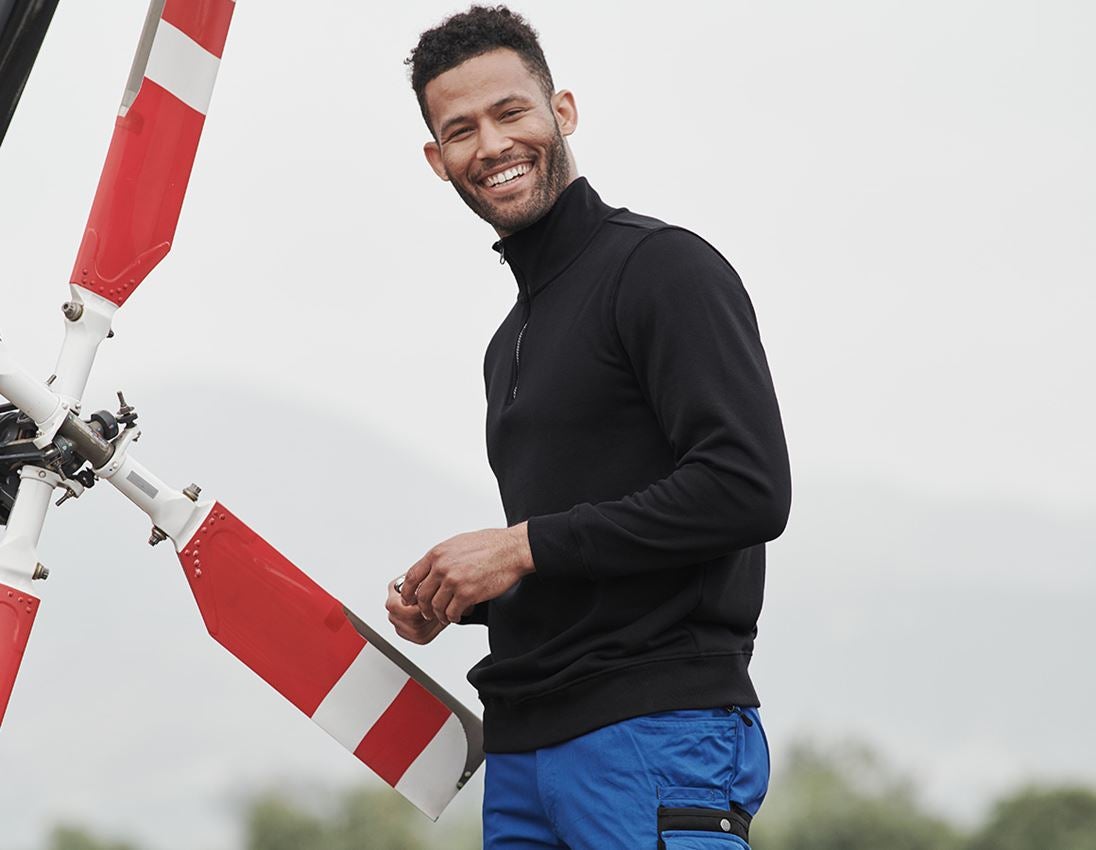 Onderwerpen: e.s. ZIP-Sweatshirt poly cotton + zwart