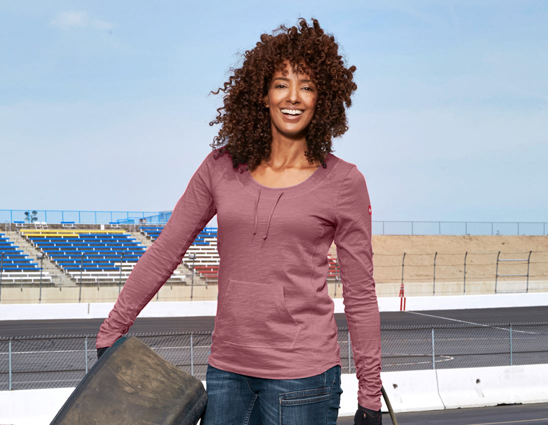 Bovenkleding: e.s. Longsleeve cotton slub, dames + oudroze