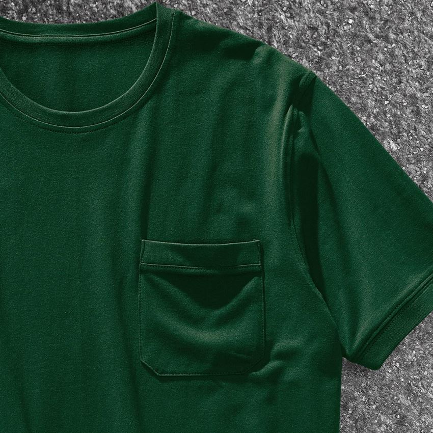 Bovenkleding: e.s. T-shirt cotton stretch Pocket + groen 2