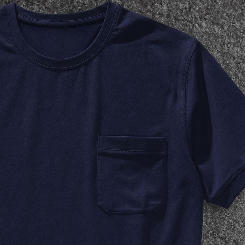 Bovenkleding: e.s. T-shirt cotton stretch Pocket + donkerblauw 2