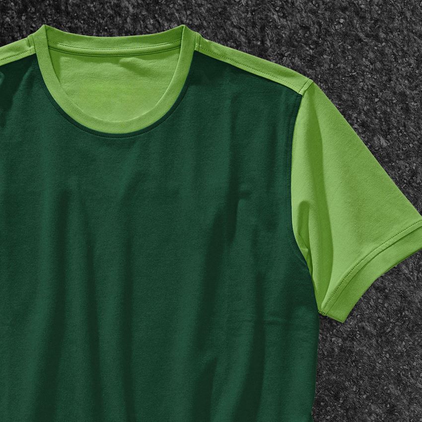 Bovenkleding: e.s. T-shirt cotton stretch bicolor + groen/zeegroen 2