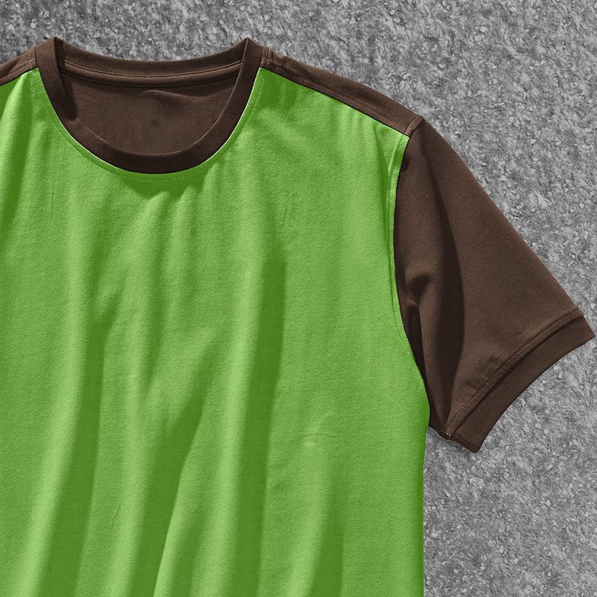 Bovenkleding: e.s. T-shirt cotton stretch bicolor + zeegroen/kastanje 2