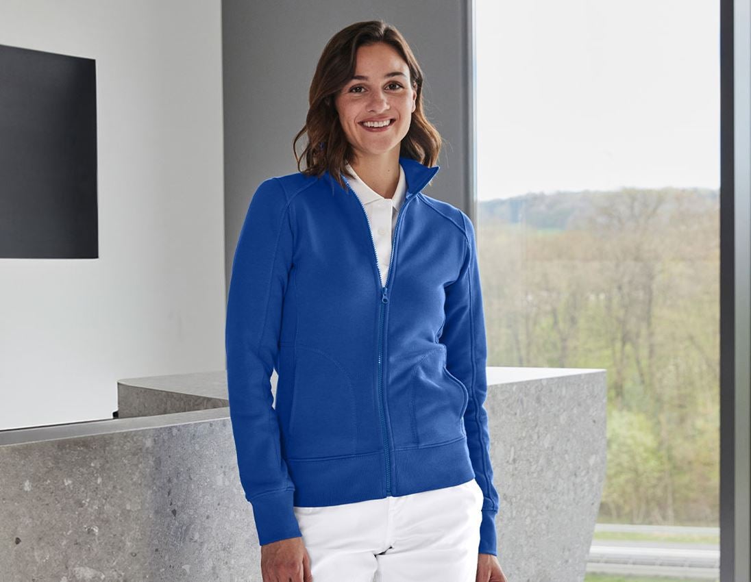 Bovenkleding: e.s. Sweatjack poly cotton, dames + gentiaanblauw