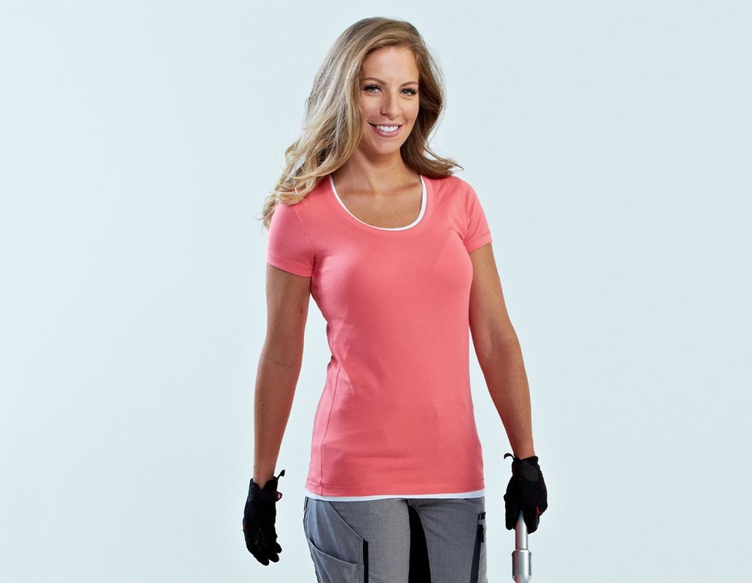Bovenkleding: e.s. Long-Shirt cotton, dames + koraal