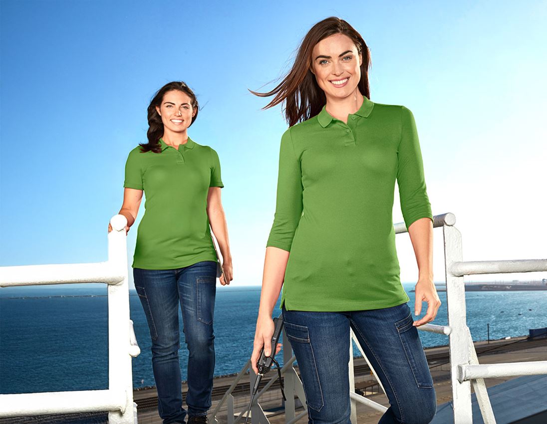 Bovenkleding: e.s. Pique-Polo 3/4-mouw cotton stretch, dames + zeegroen 2