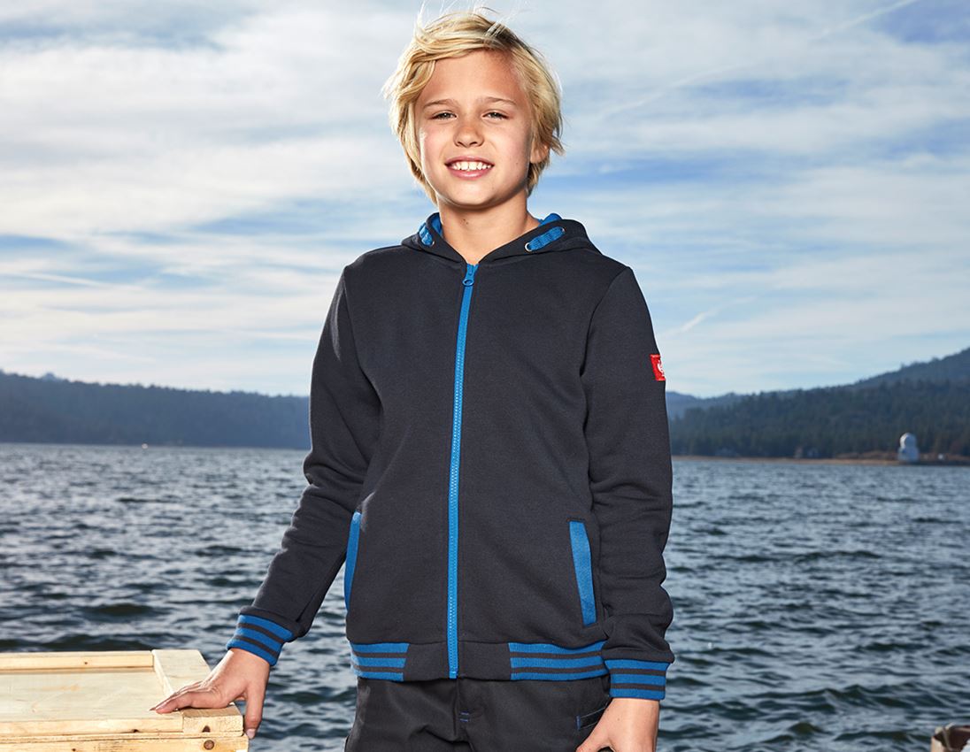 Bovenkleding: Hoody-Sweatjack e.s.motion 2020, kinderen + grafiet/gentiaanblauw