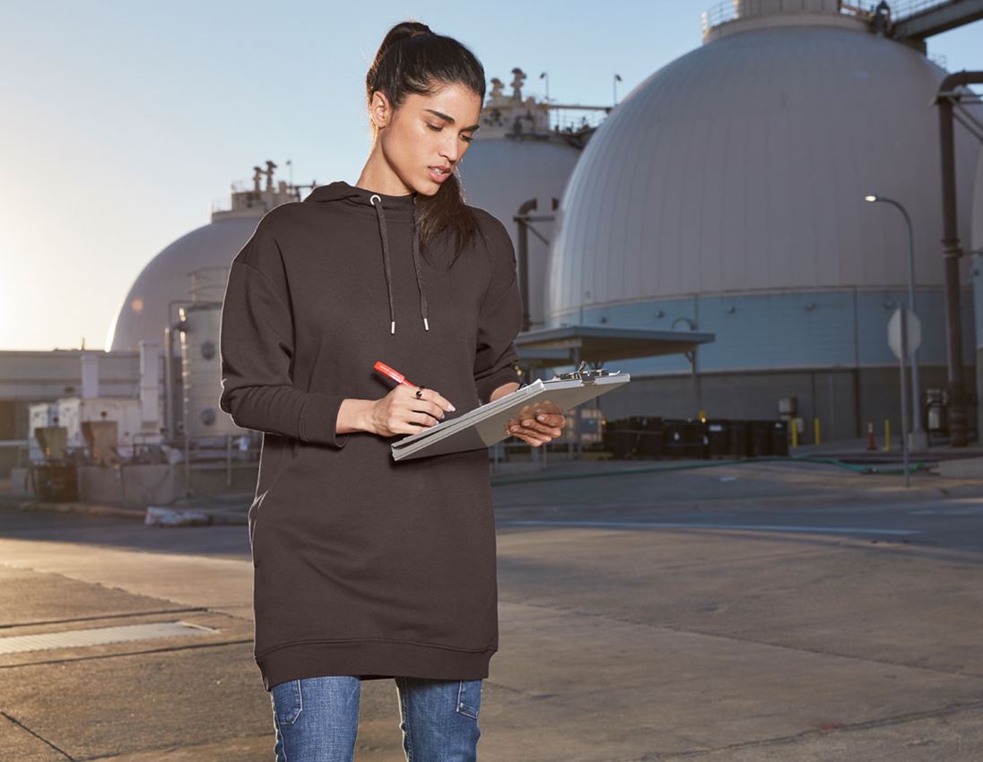 Bovenkleding: e.s. oversize hoody-sweatshirt poly cotton, dames + kastanje