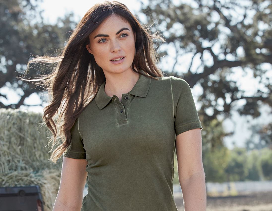 Bovenkleding: e.s. Polo-Shirt vintage cotton stretch, dames + camouflagegroen vintage 3