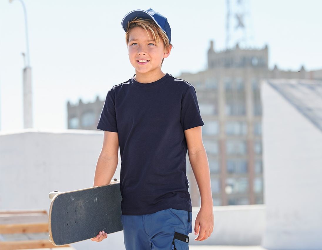 Bovenkleding: e.s. T-shirt cotton stretch, kinderen + donkerblauw 2