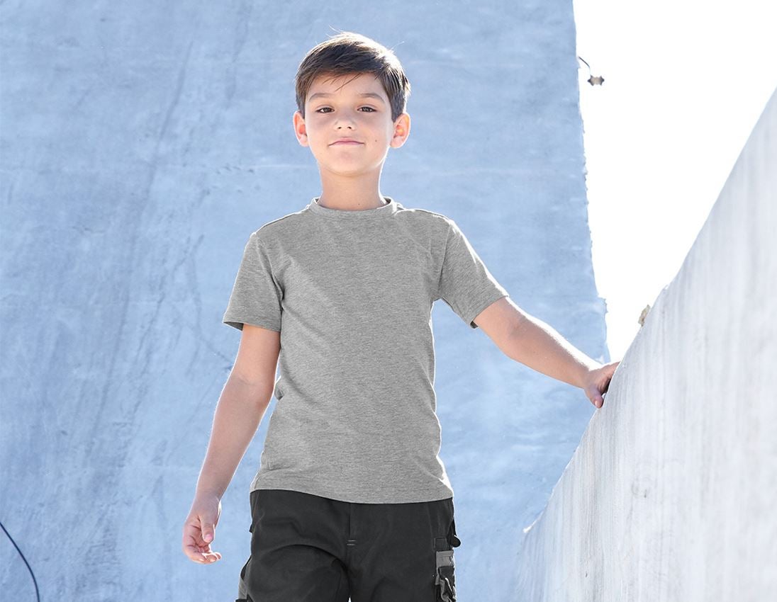 Bovenkleding: e.s. T-shirt cotton stretch, kinderen + grijs mêlee 3