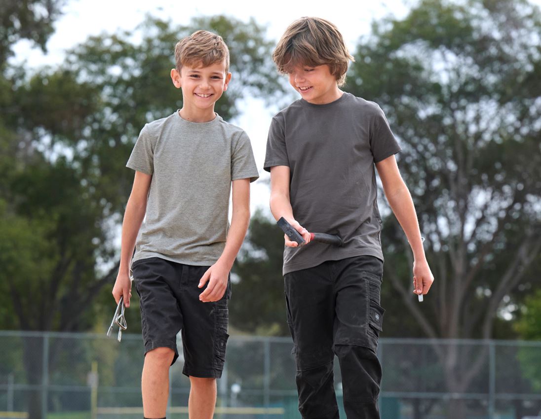Bovenkleding: e.s. T-shirt cotton stretch, kinderen + grijs mêlee 2