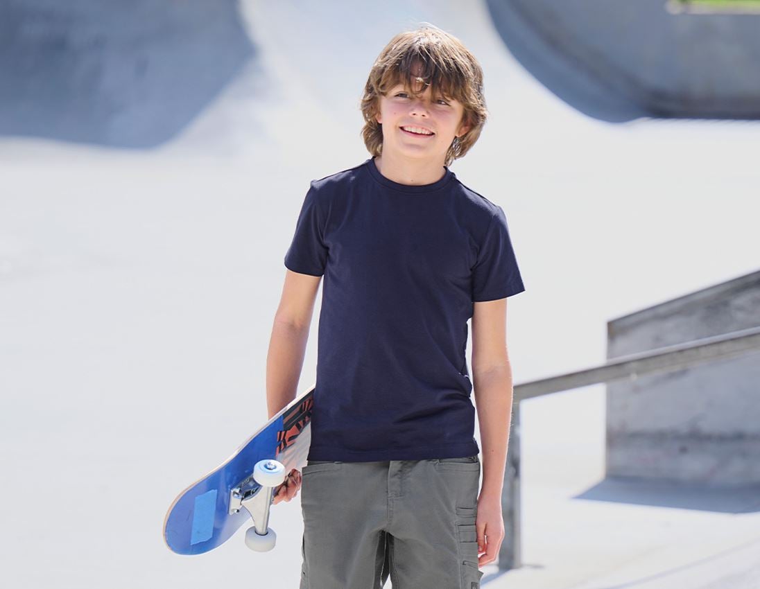 Bovenkleding: e.s. T-shirt cotton stretch, kinderen + donkerblauw