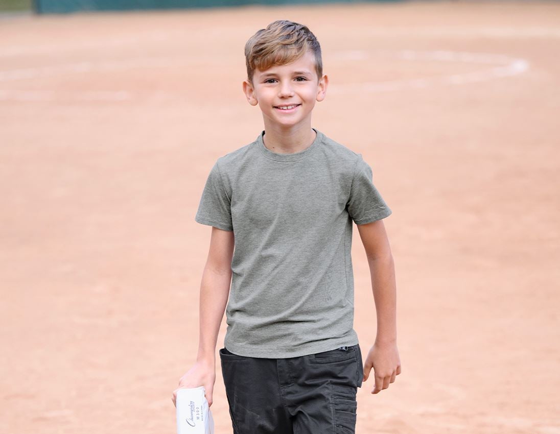 Bovenkleding: e.s. T-shirt cotton stretch, kinderen + grijs mêlee