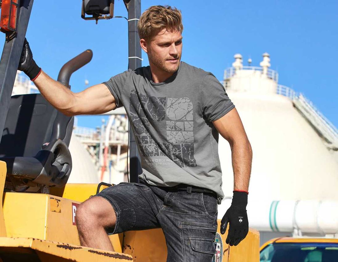 Bovenkleding: e.s. T-Shirt denim workwear + graniet vintage 1
