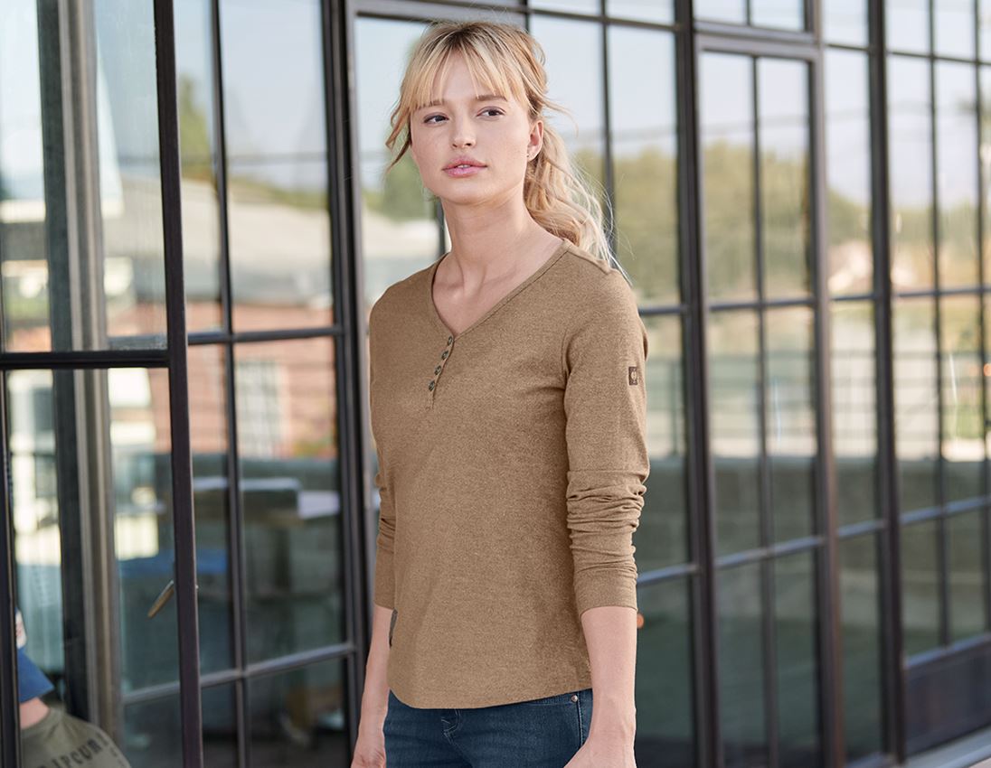 Bovenkleding: Longsleeve e.s.vintage, dames + sepia melange 1