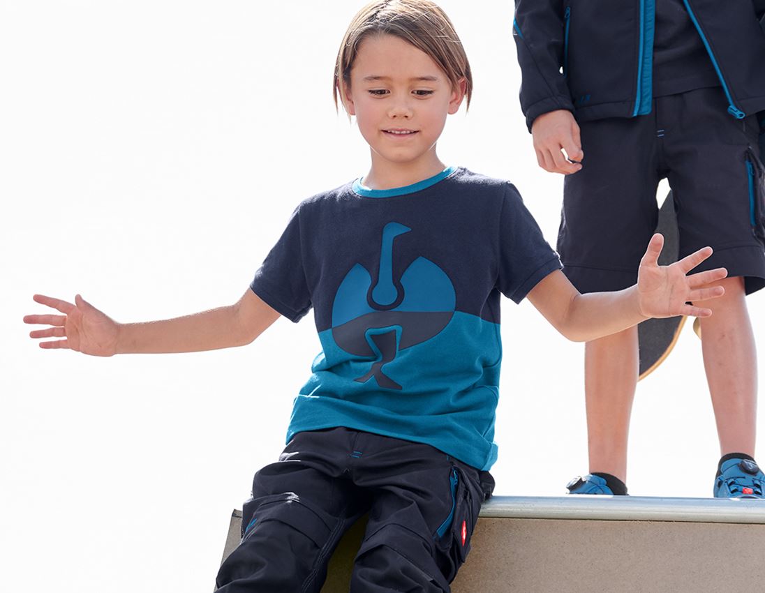 Onderwerpen: e.s. Pique-Shirt colourblock, kinderen + donkerblauw/atol