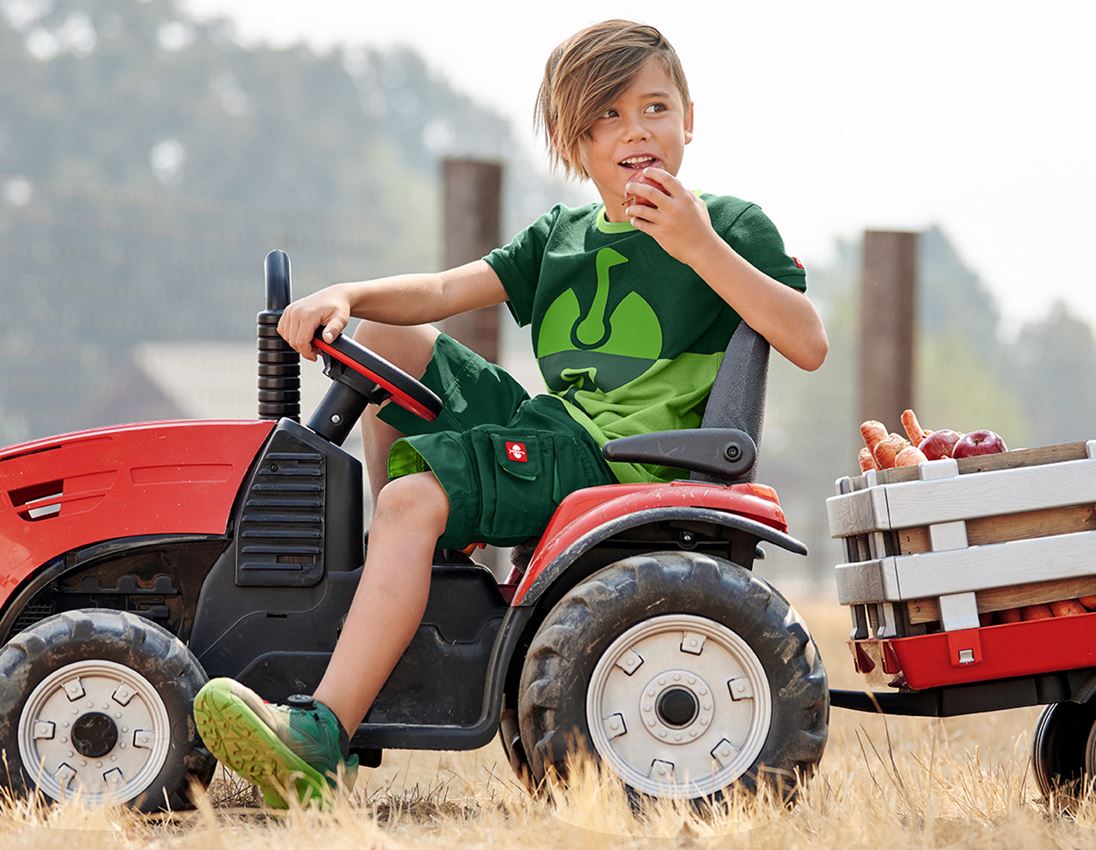 Bovenkleding: e.s. Pique-Shirt colourblock, kinderen + groen/zeegroen 1