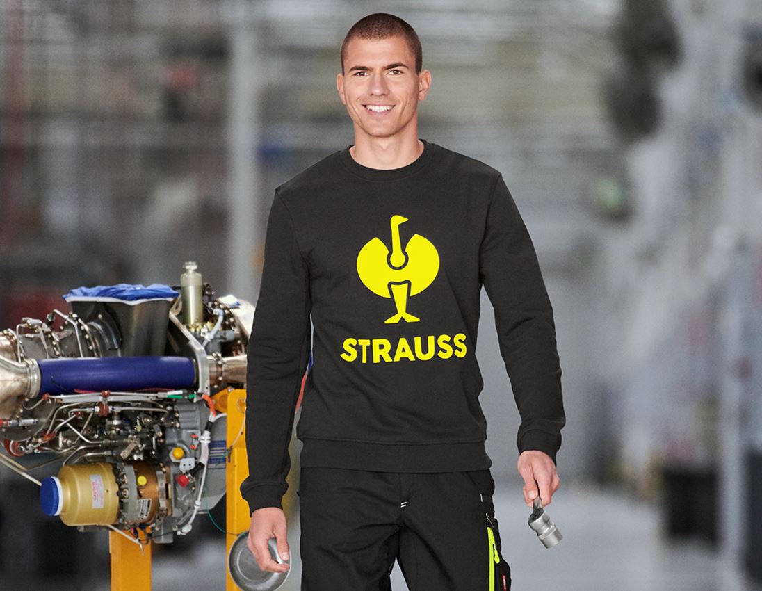 Bovenkleding: Sweatshirt e.s.motion 2020 + zwart/signaalgeel