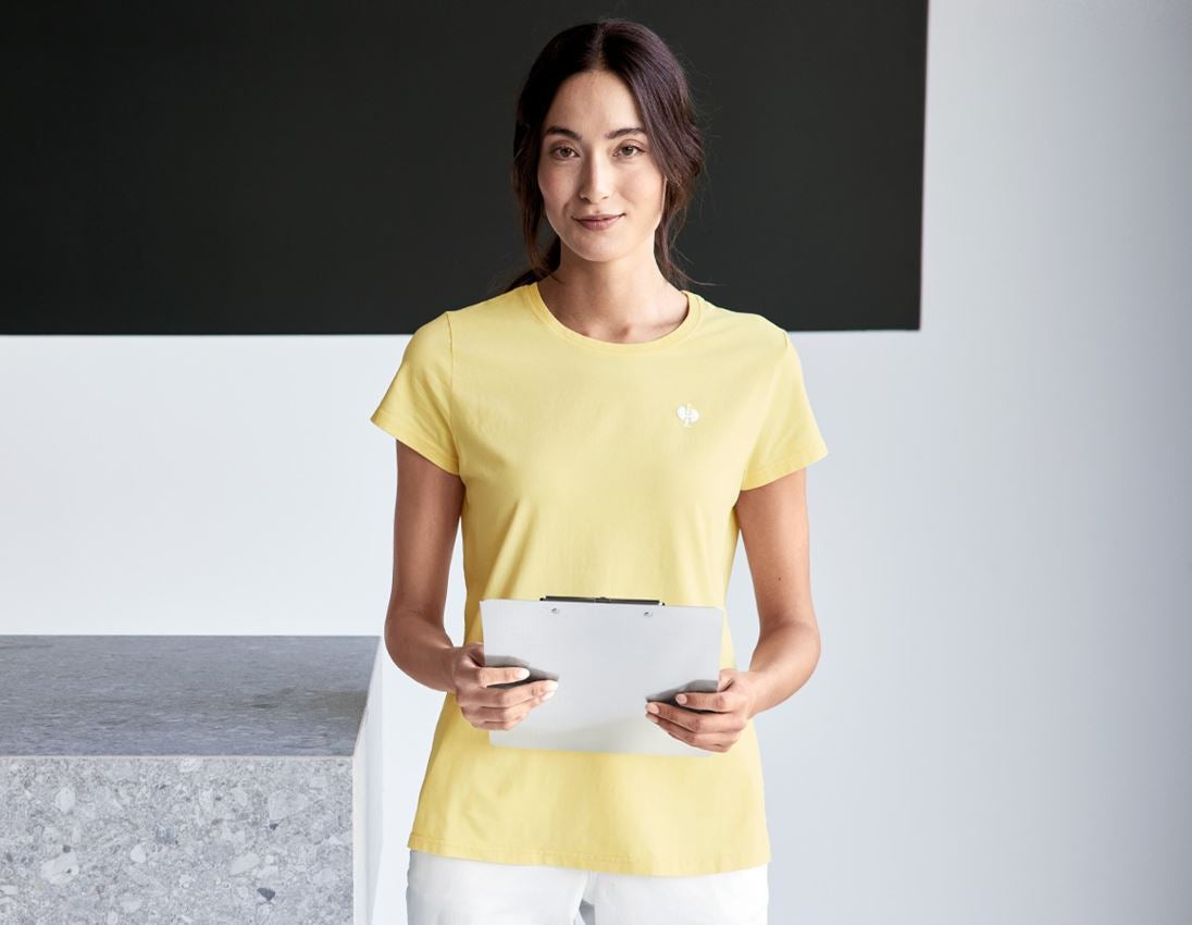 Bovenkleding: T-Shirt e.s.motion ten pure, dames + lichtgeel vintage 2