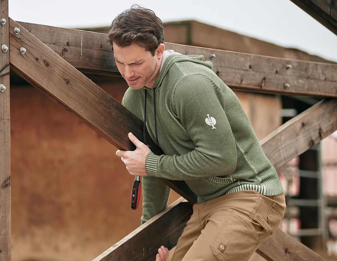 Bovenkleding: Gebreide hoody e.s.iconic + berggroen 1