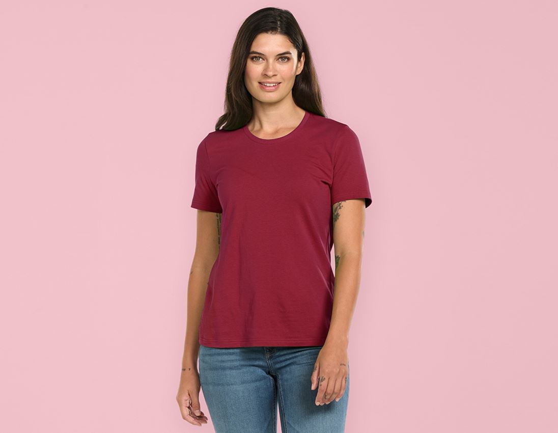 Bovenkleding: e.s. T-Shirt cotton light, dames + bordeaux