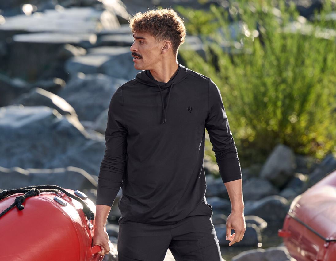 Bovenkleding: Functionele hoodie-longsleeve UV e.s.trail + zwart